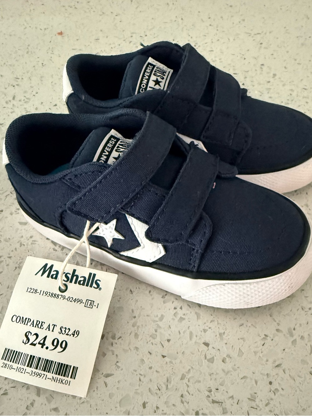 Converse Kids Navy and White Velcro Canvas Sneakers